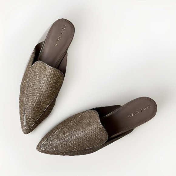 Cole Haan Shoes - Cole Haan Gold Metallic Linen Piper Loafer Mule Size  9 B VGUC Bnfts Charity